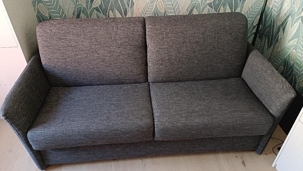 Canapé-lit 2 personnes - matelas 140cm - tissu anthracite, Gris, 140 cm, Enlèvement, Utilisé
