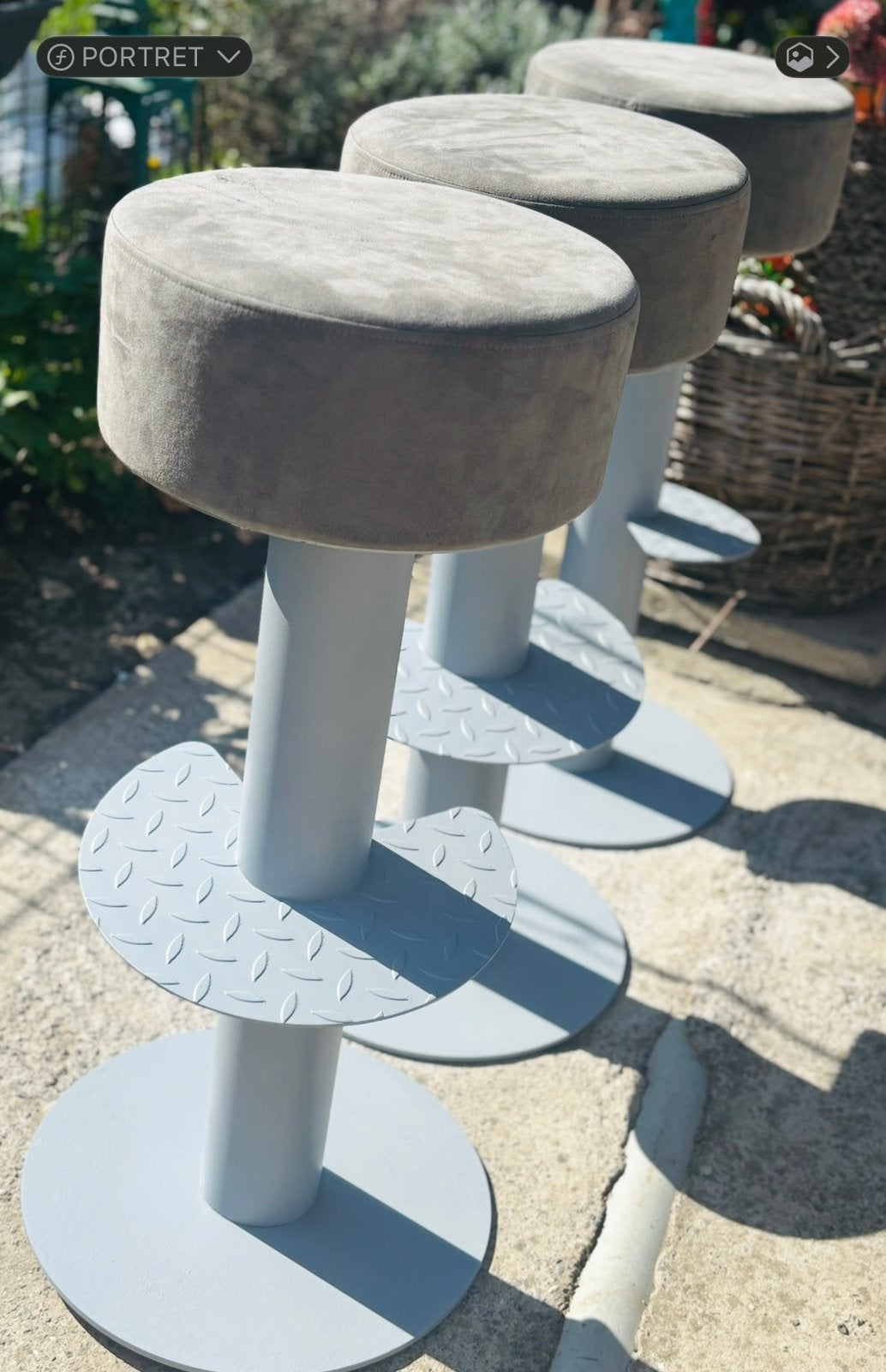 Ensemble de 3 tabourets de bar au design vintage - KFF, Enlèvement, Utilisé, Métal, 60 à 90 cm