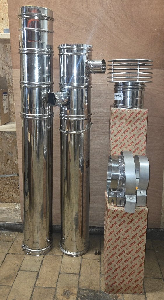 Conduits fumées double paroi inox 180/230mm, Bricolage & Construction, Enlèvement, Comme neuf, Poêle