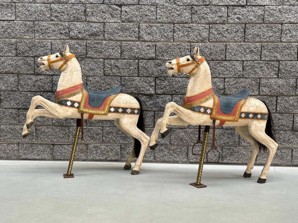 Duo Carrousel paarden, Antiek en Kunst, Ophalen