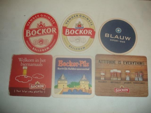 6 verschillende bierviltjes van Bockor voor € 0,50, Verzamelen, Ophalen of Verzenden, Zo goed als nieuw, Viltje(s), Overige merken