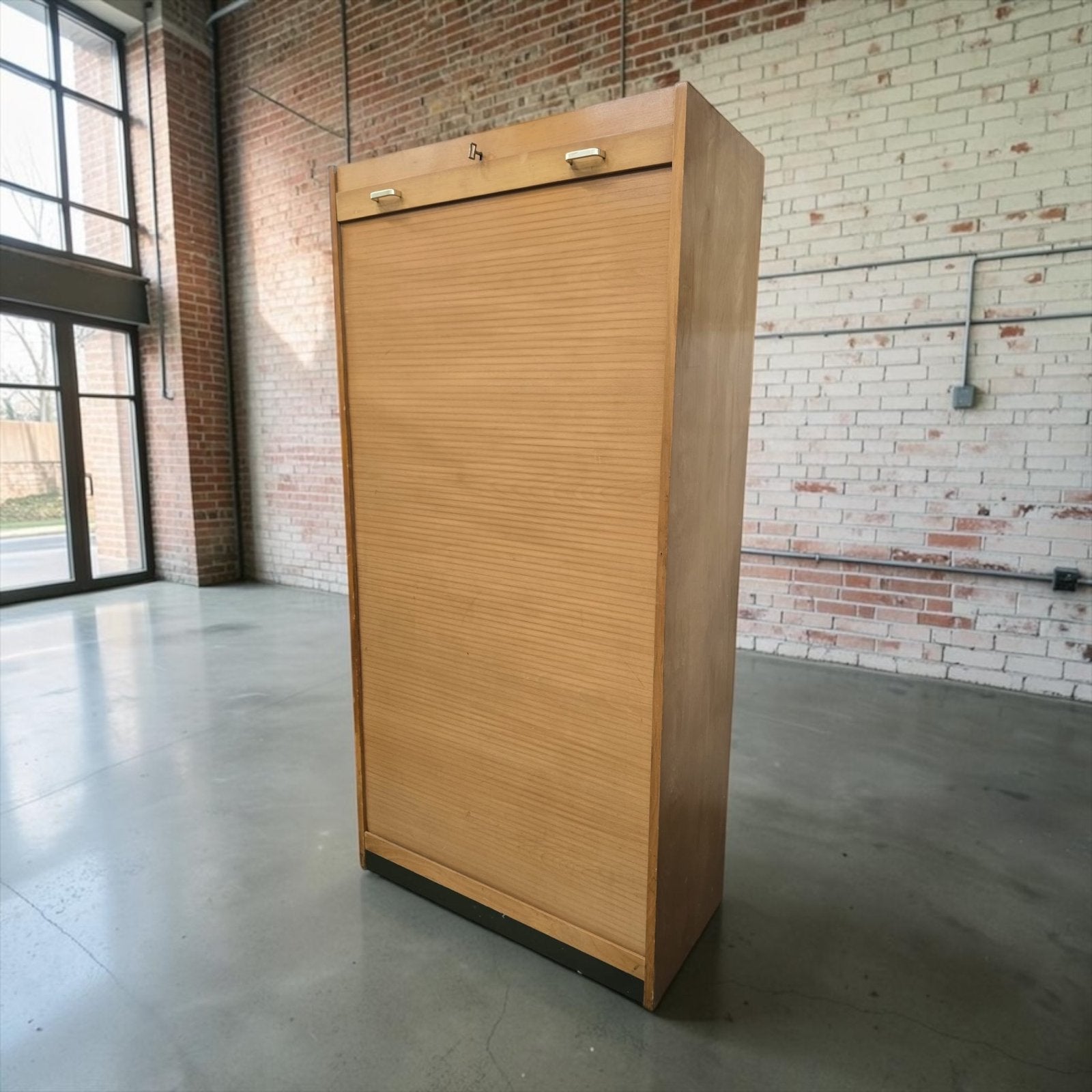 Vintage houten archiefkast / rollluilkkas / vakkenkast, Kinderen en Baby's, Ophalen, Gebruikt
