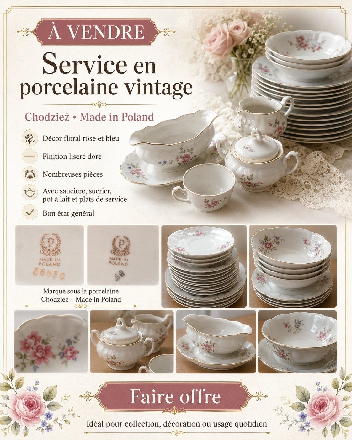 Vintage porseleinen servies, Ophalen