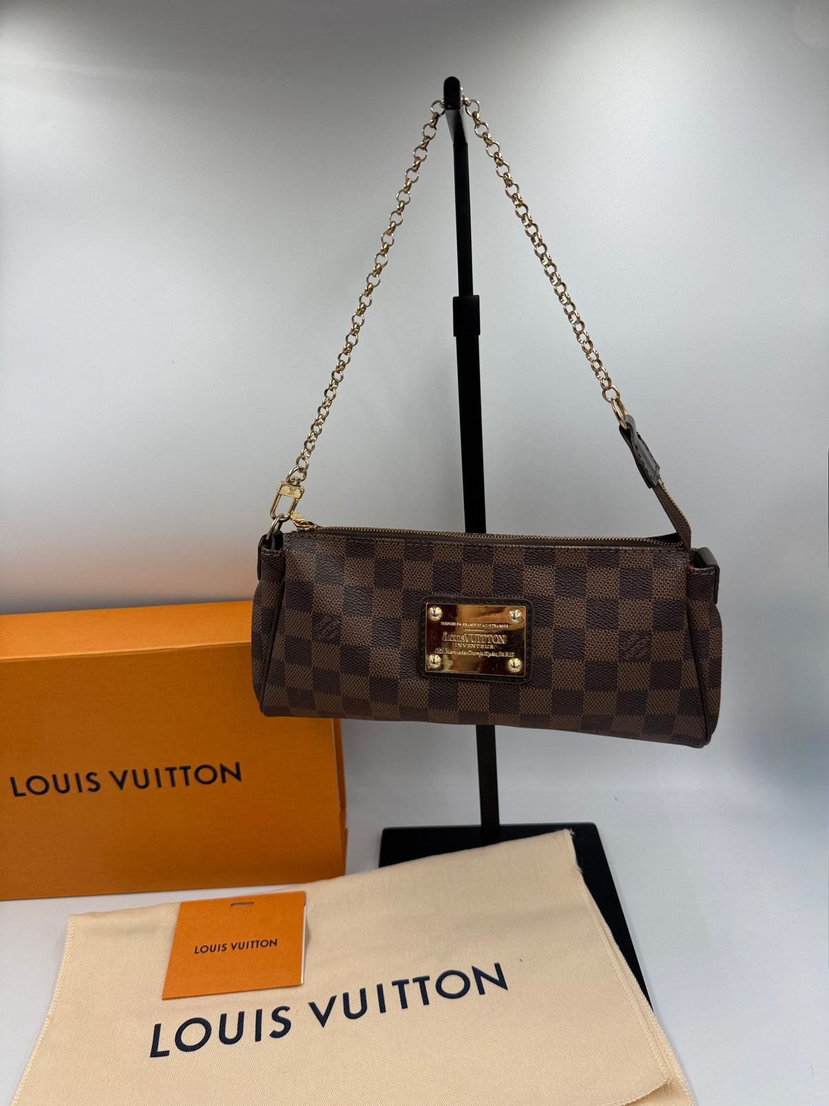 Louis Vuitton Eva - Damier Ebene, Ophalen of Verzenden, Gebruikt, Bruin, Avondtasje
