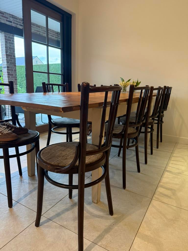 Tafel met 8 stoelen, Huis en Inrichting, Ophalen, Gebruikt, Bruin, Vijf, Zes of meer stoelen