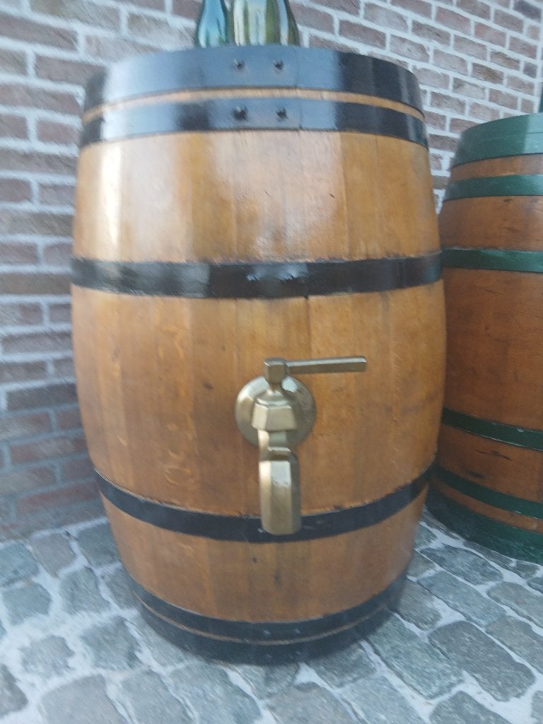 tuinbeeld & wijnvat & in eikenhout met bronzen kraan, Ophalen, Nieuw, Overige materialen, Abstract beeld