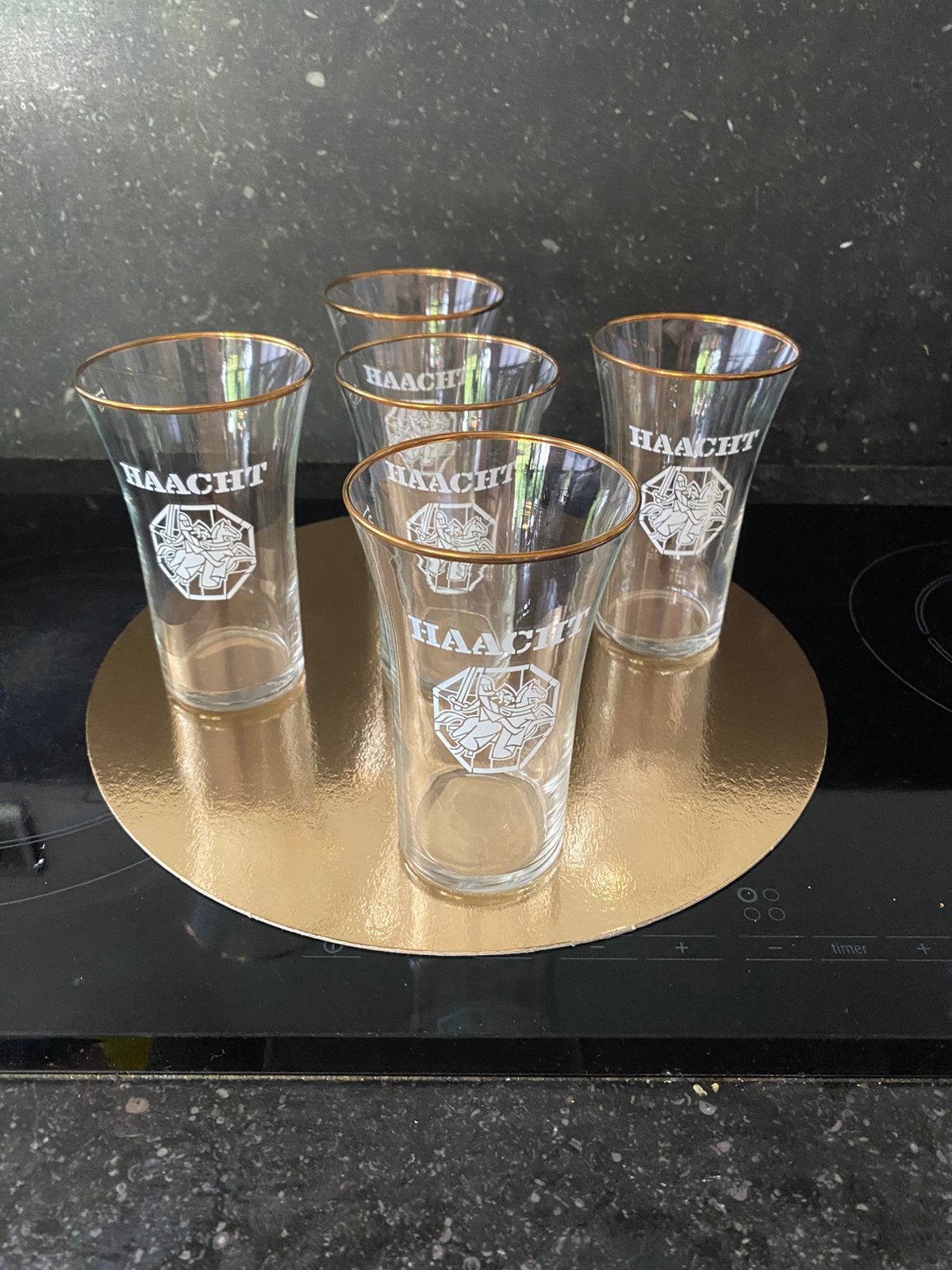 vintage PRIMUS HAACHT 25cl tulpjes/vaasjes 5x, Verzamelen, Ophalen of Verzenden, Gebruikt, Glas of Glazen, Overige merken