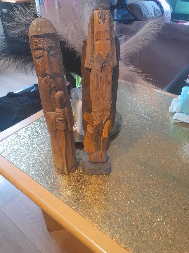 Set Vintage Handgesneden Houten beelden, Ophalen of Verzenden