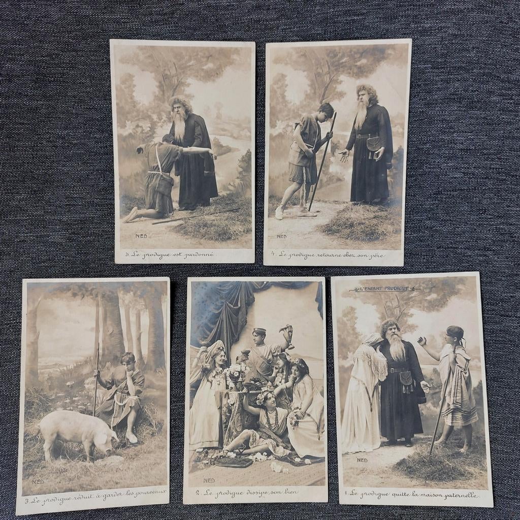 5 oude fantasiekaarten, Verzamelen, Ophalen of Verzenden
