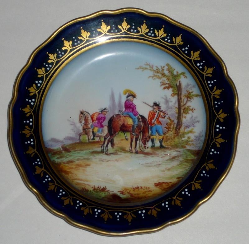 WANDBORDJE MEISSEN-TEICHERT JACHTSCÈNE HANDGESCHILDERD C1900, Ophalen of Verzenden