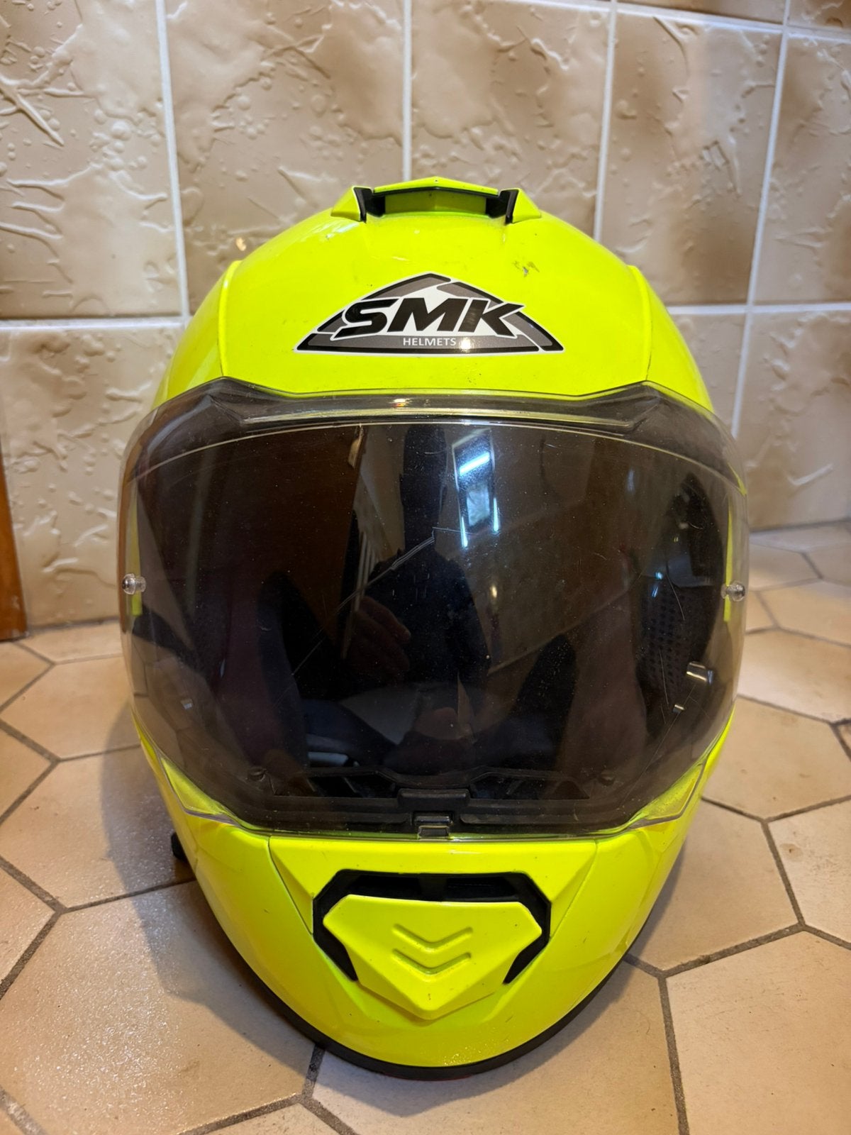 SMK Gullwing (modulaire/systeemhelm) fluo geel 2XL, Motoren, Kleding | Motorhelmen, Ophalen, Systeemhelm