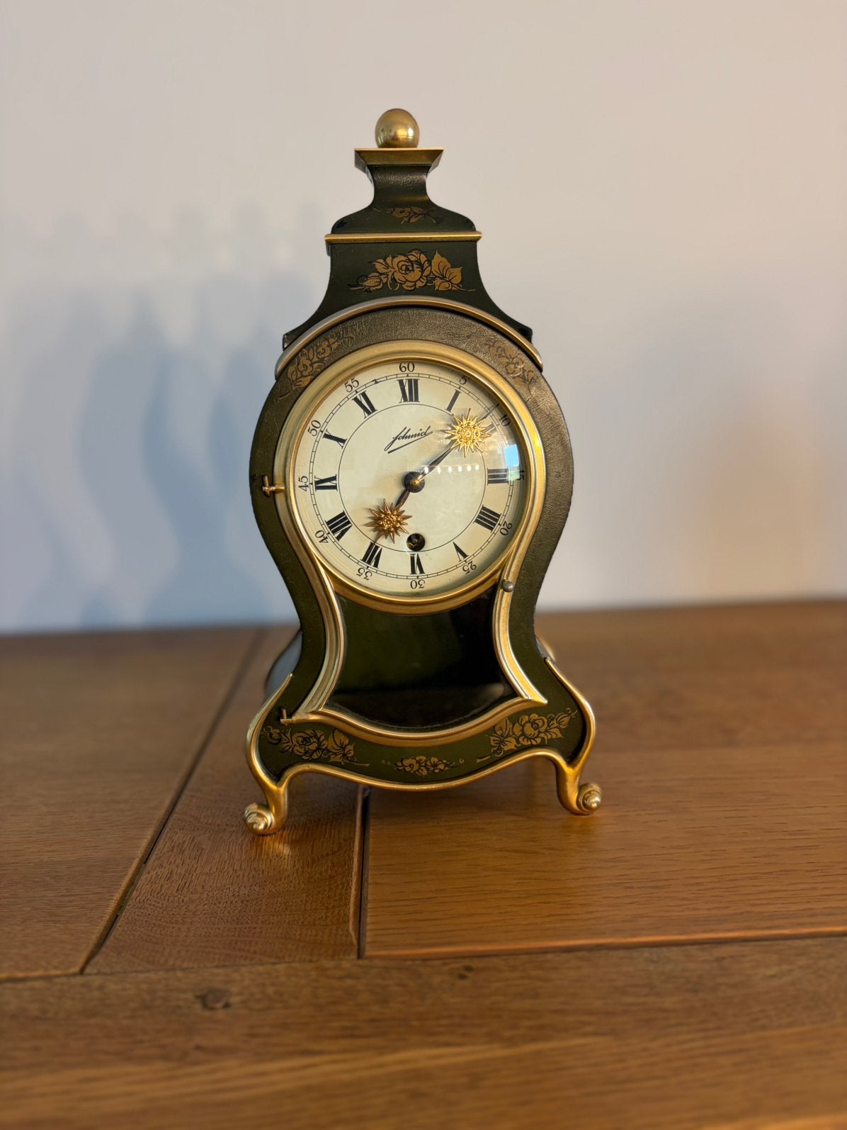Vintage Schmid Pendule / Mantelklok – Neuchâteloise stijl, Antiek en Kunst, Ophalen of Verzenden