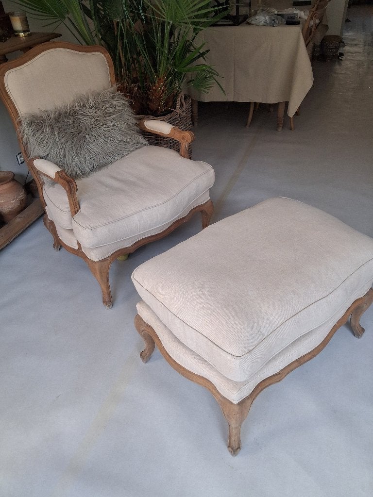 Zetels, Maison & Meubles, Moins de 75 cm, Flamant bergere zetel met hocker, Moins de 150 cm, Bois