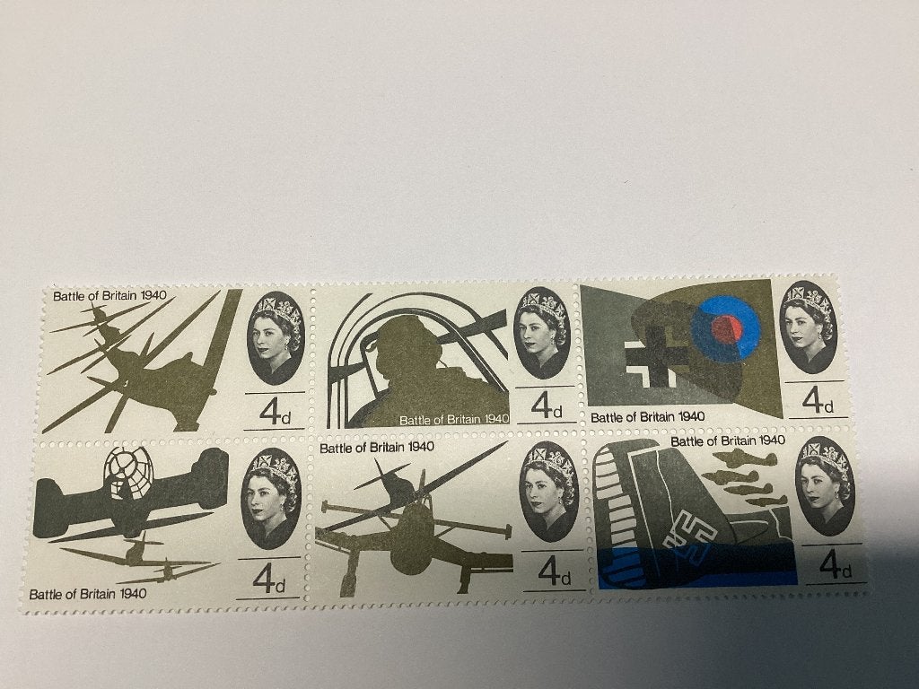 Blok 6 postzegels UK 1965 25ste verjaardag slag Engeland, Ophalen of Verzenden, Postfris