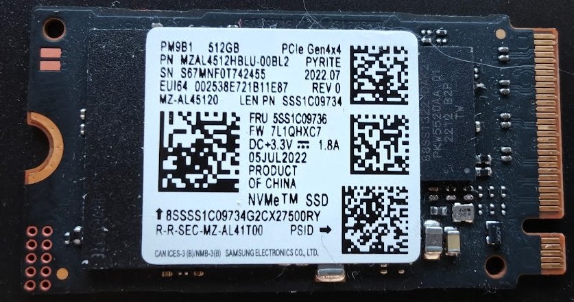 Samsung 512GB NVMe SSD – 100% gezondheid – slechts 207 uur, Computers en Software, Harde schijven, Intern, SSD, Ophalen of Verzenden