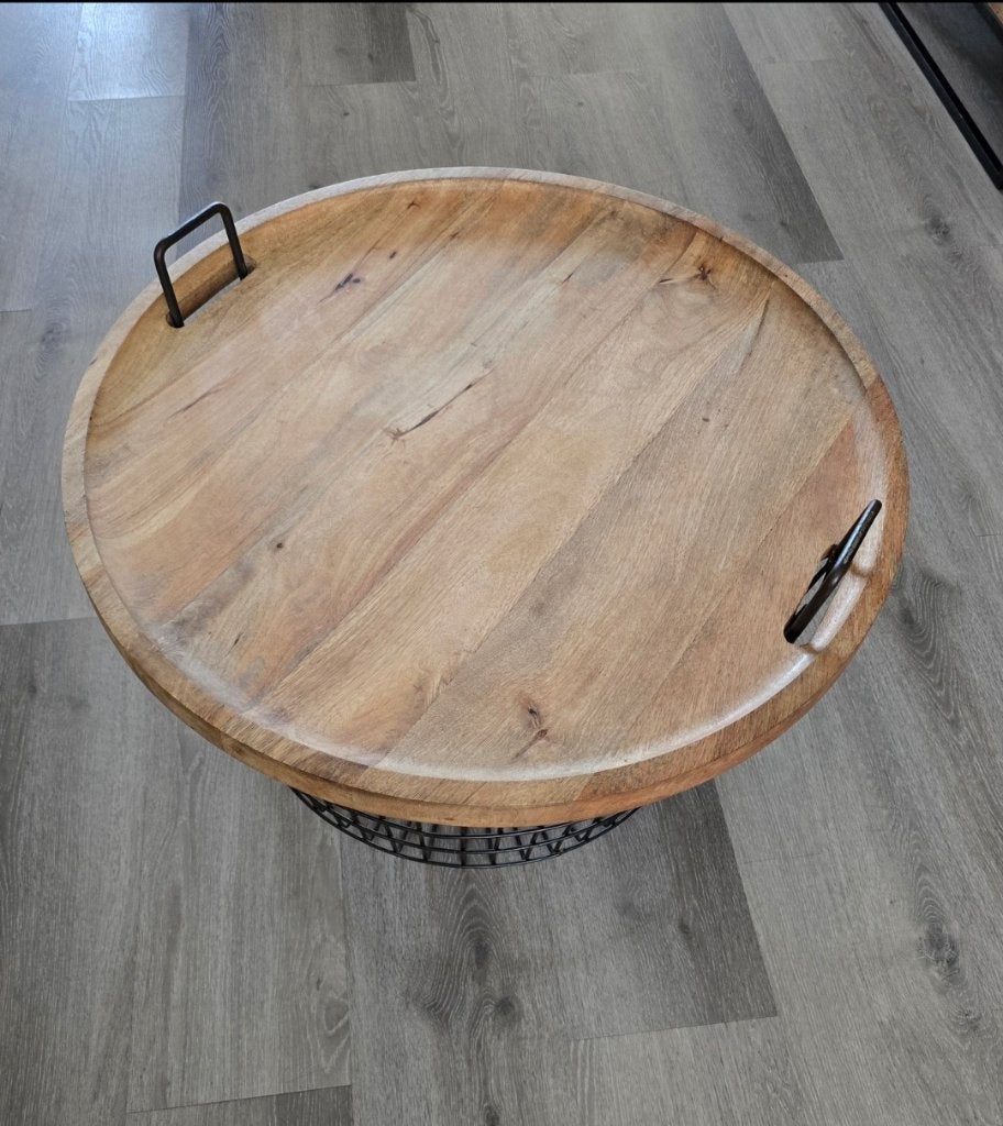 Mangohouten tafel, Ophalen, 50 – 75, Gebruikt, Rond