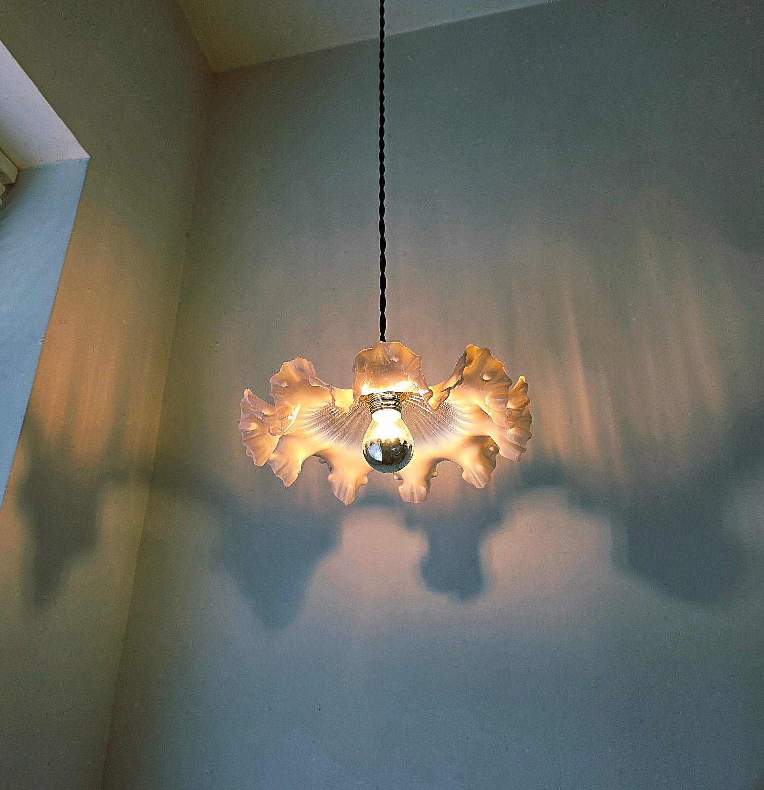 Vintage opaline glazen hanglamp, Antiek en Kunst, Ophalen of Verzenden