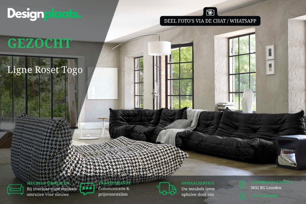 GEZOCHT: Ligne Roset Togo — Direct Inkoop, Ophalen of Verzenden, Stof, Bankstel Bank Zetels Sofa Hoekbank Design bank