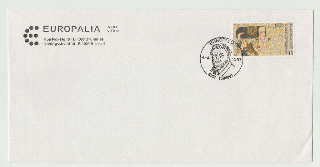 België 1987 Gustav Klimt Europalia stempel op brief, Europa, Ophalen of Verzenden, Gestempeld, 1e dag stempel