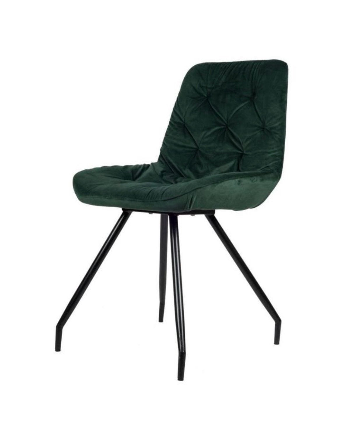 Velvet groene eetkamerstoelen (6), Ophalen of Verzenden, Zo goed als nieuw, Zwart