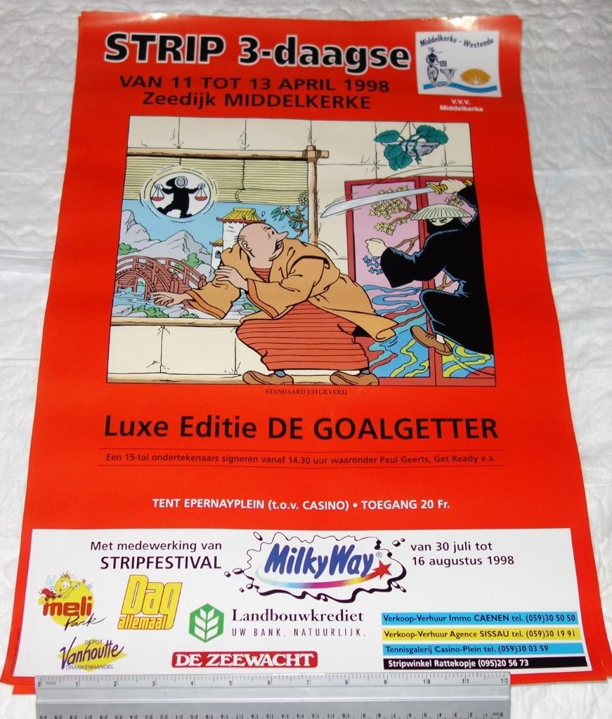 Affiche Strip 3-daagse Middelkerke 1998., Ophalen of Verzenden, Suske en Wiske, Zo goed als nieuw, Plaatje, Poster of Sticker