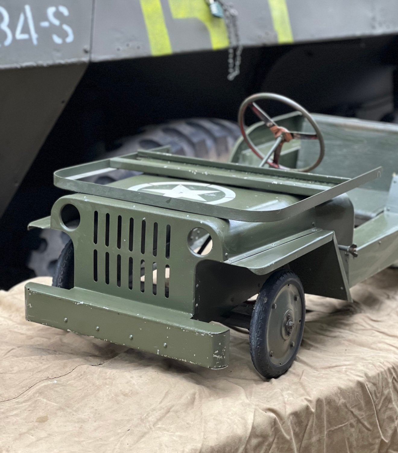 Early Post-War Hand-Built Pedal Jeep (circa late 1940s), Verzamelen, Ophalen of Verzenden