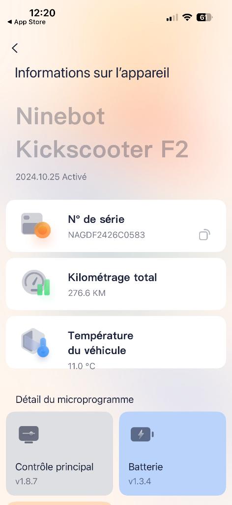 Trotinette Ninebot F2, Vélos & Vélomoteurs, Trottinettes, Comme neuf, Step électrique (E-scooter), Enlèvement