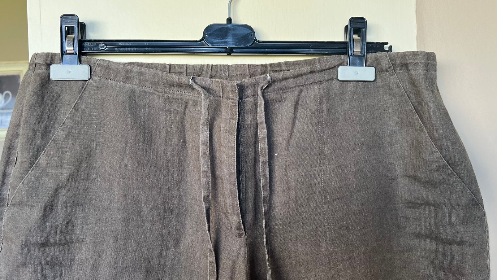 Linnen damesbroek maat 40-42, Kleding | Dames, Broeken en Pantalons, Ophalen, Bruin, Maat 42/44 (L), Lang