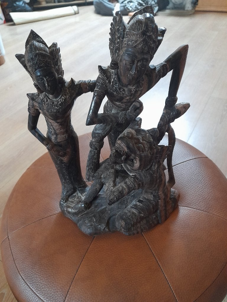 Prachtig Balinees Houtsnijwerk – Mythologische Scène, Autres styles, Enlèvement ou Envoi, Autres sujets, 20 - 50 cm
