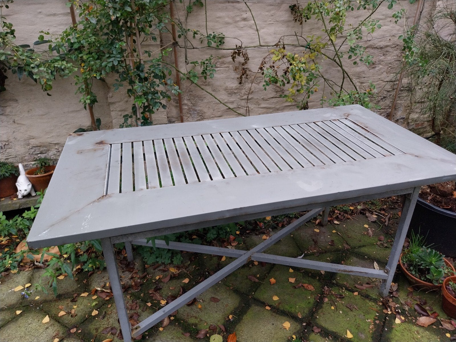 tuintafel,gegzlvaniseerd, Tuin en Terras, Ophalen, Gebruikt, Rechthoekig, Metaal