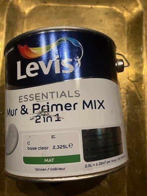 LEVIS ESSENTIALS 2 IN 1 RAL 2013 BRUINGRIJS 2.5 L NIEUW, Doe-het-zelf en Bouw, Nieuw, Ophalen of Verzenden, Verf, Grijs