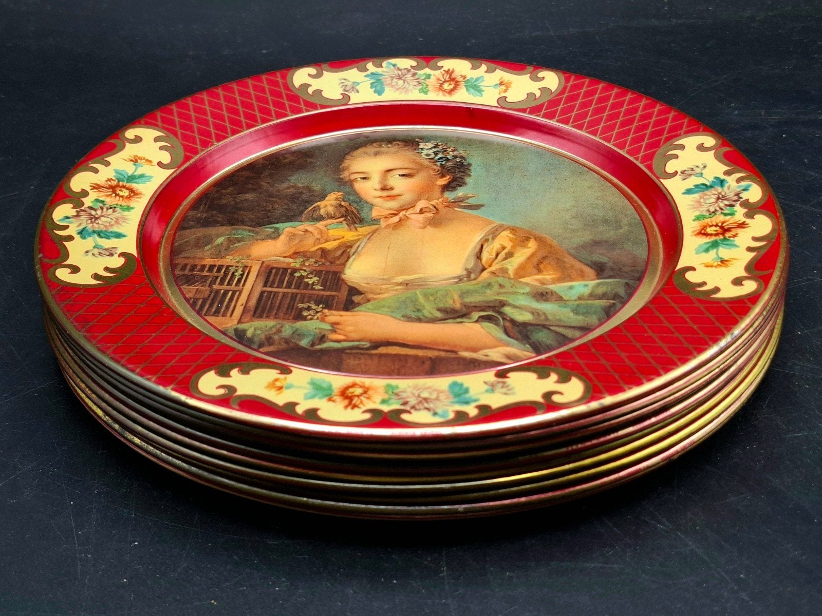 Lot de 10 assiettes décoratives en métal, Enlèvement