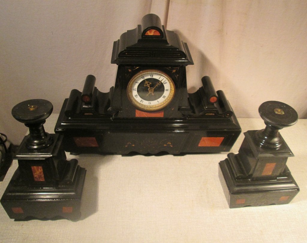 Mooie Antieke Tafelklok met 2bijhorende Kandelaars, Antiek en Kunst, Ophalen of Verzenden