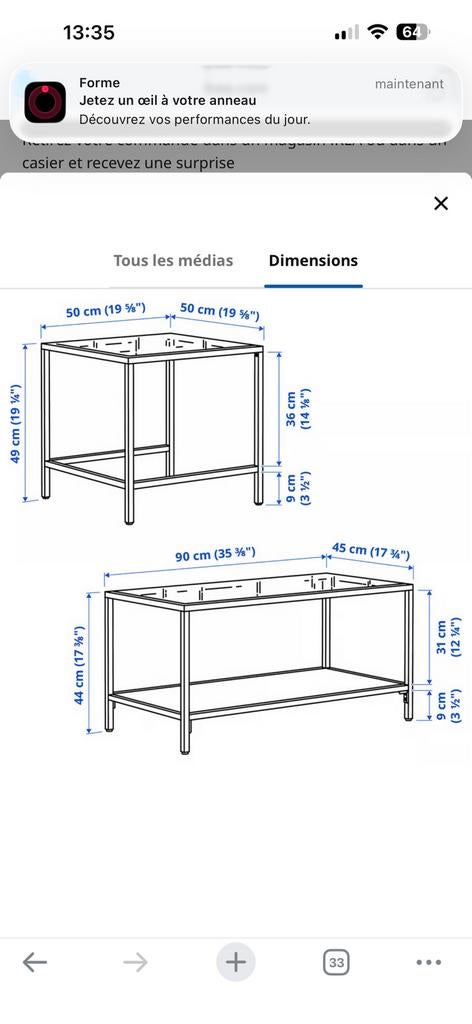 Lot de deux rables Ikea 90/45 et 50/50, Ophalen, Zo goed als nieuw