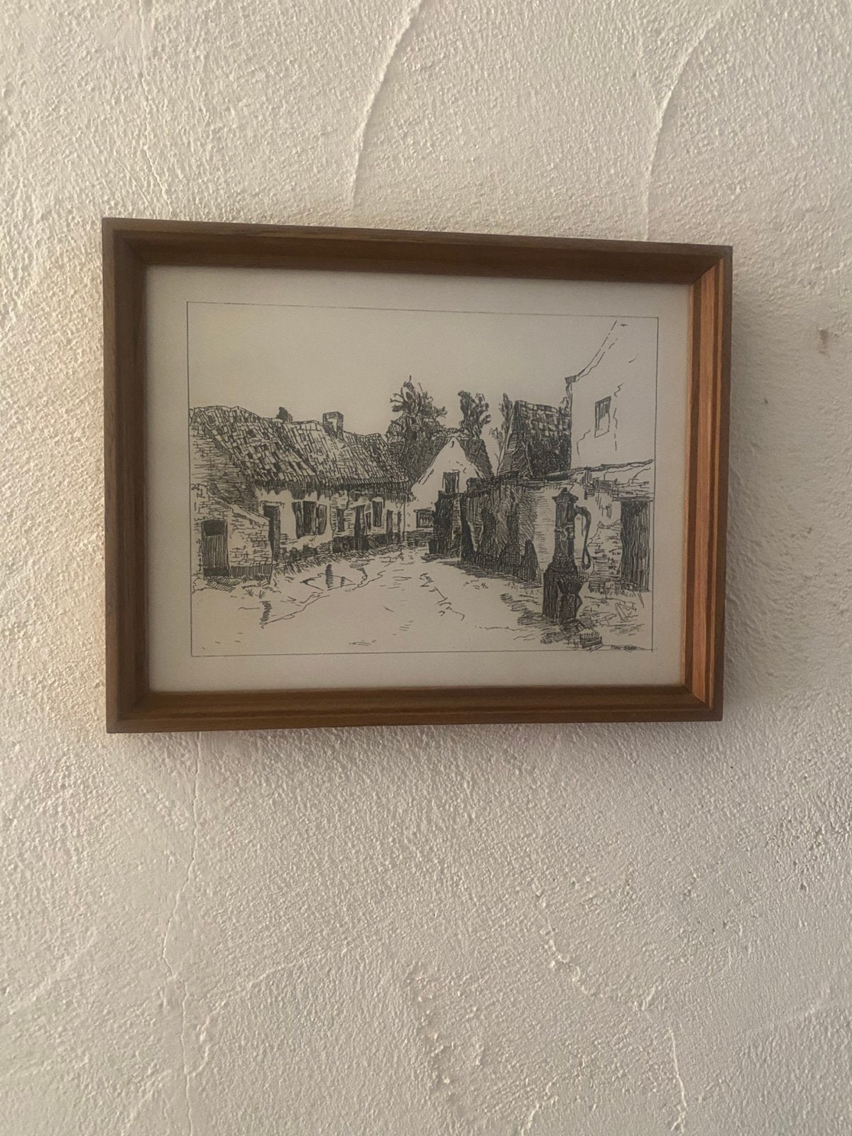 Twee prachtige grafische prenten uit historische Waasmunster, Ophalen, Pentekening