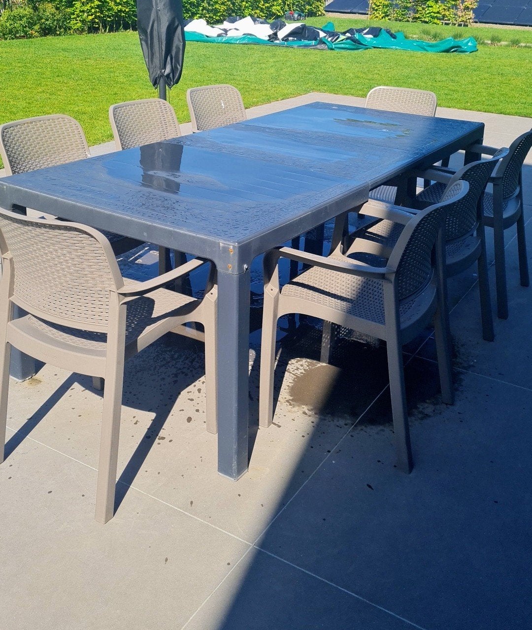 Tuinset tafel + 8 stoelen GRATIS, Ophalen, Tuinset