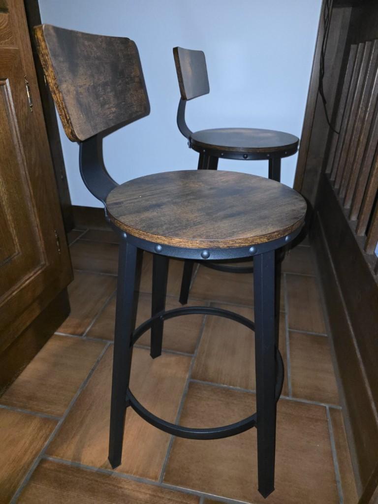 2 rustieke barkrukken, Ophalen, Met voetsteun, 60 tot 90 cm, Nieuw