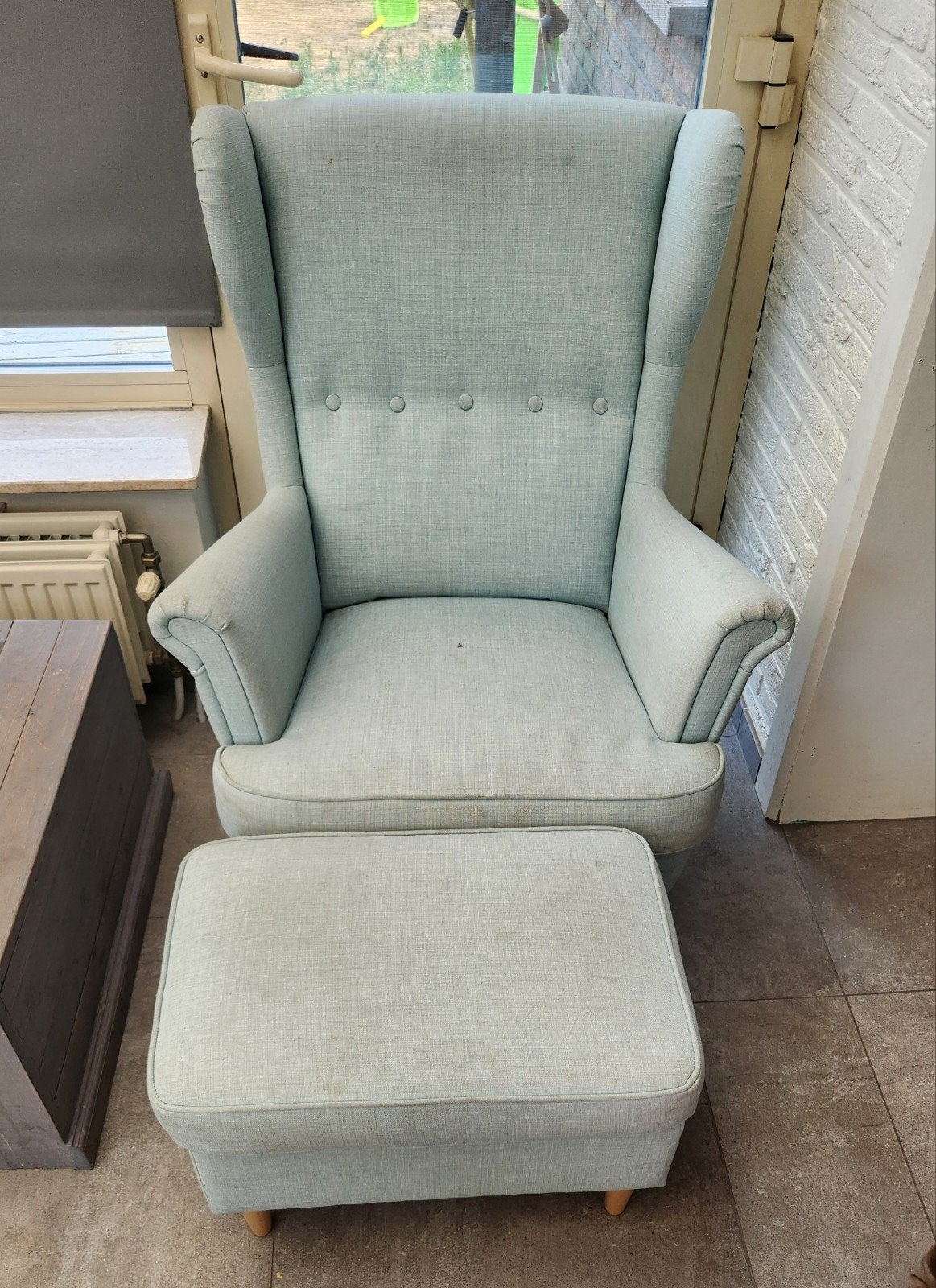 ikea strandmon stoel+ voetenbankje, Maison & Meubles, Fauteuils, Enlèvement ou Envoi