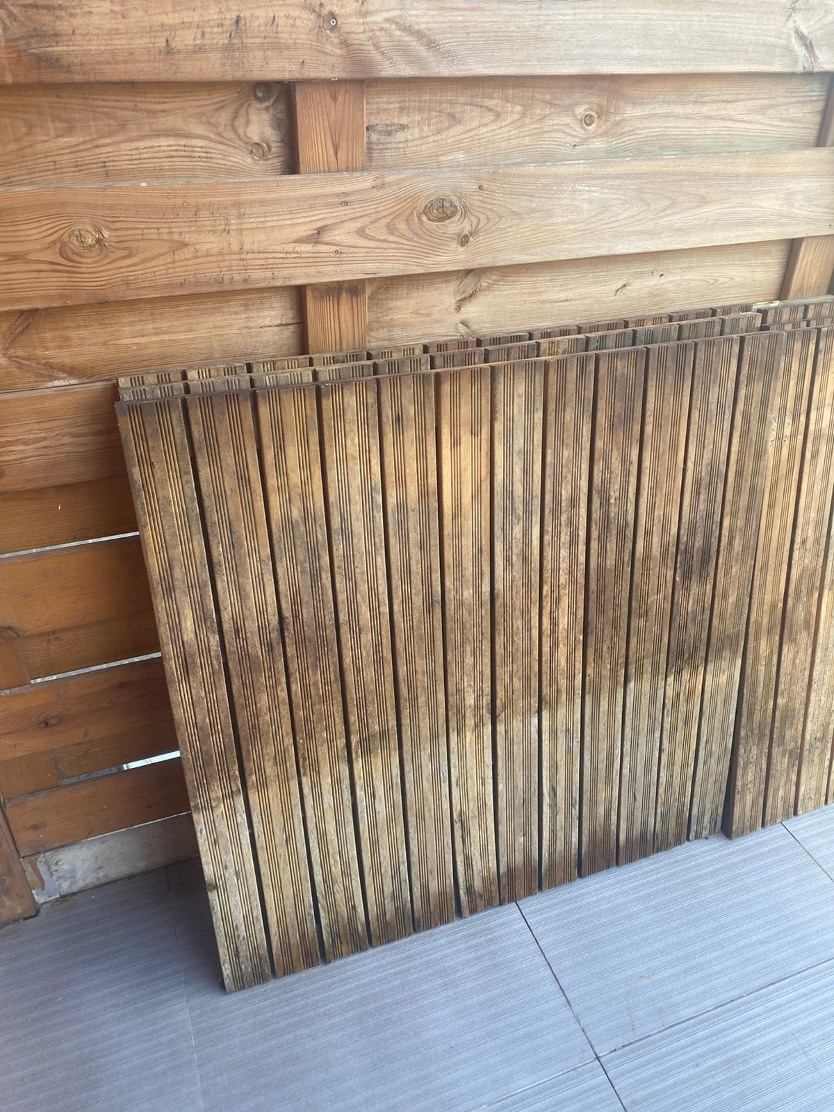 Terras tegel 100x100 hard hout, Tuin en Terras, Schuttingen, Ophalen, Zo goed als nieuw, Hout