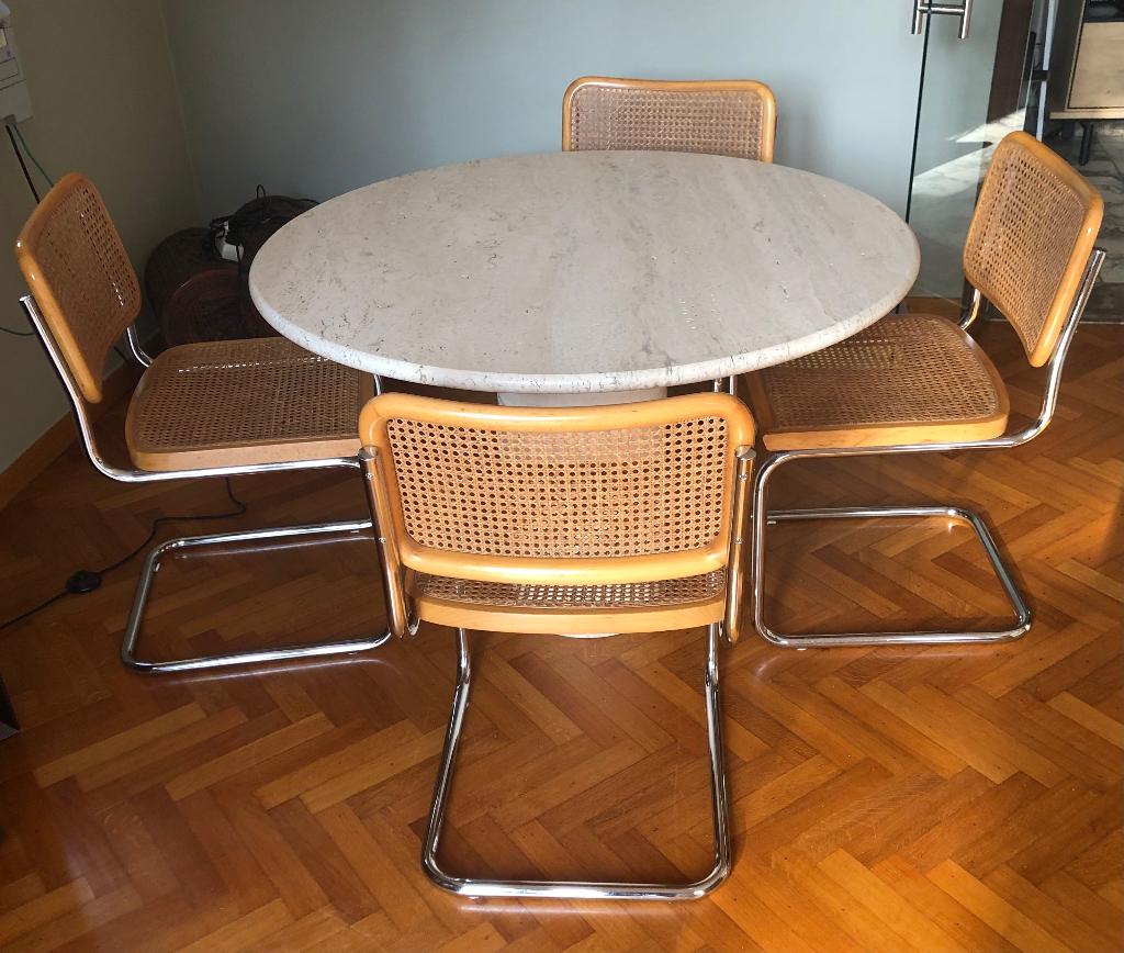 Table ronde en travertin (110 cm), Rond, Comme neuf, 100 à 150 cm, Enlèvement