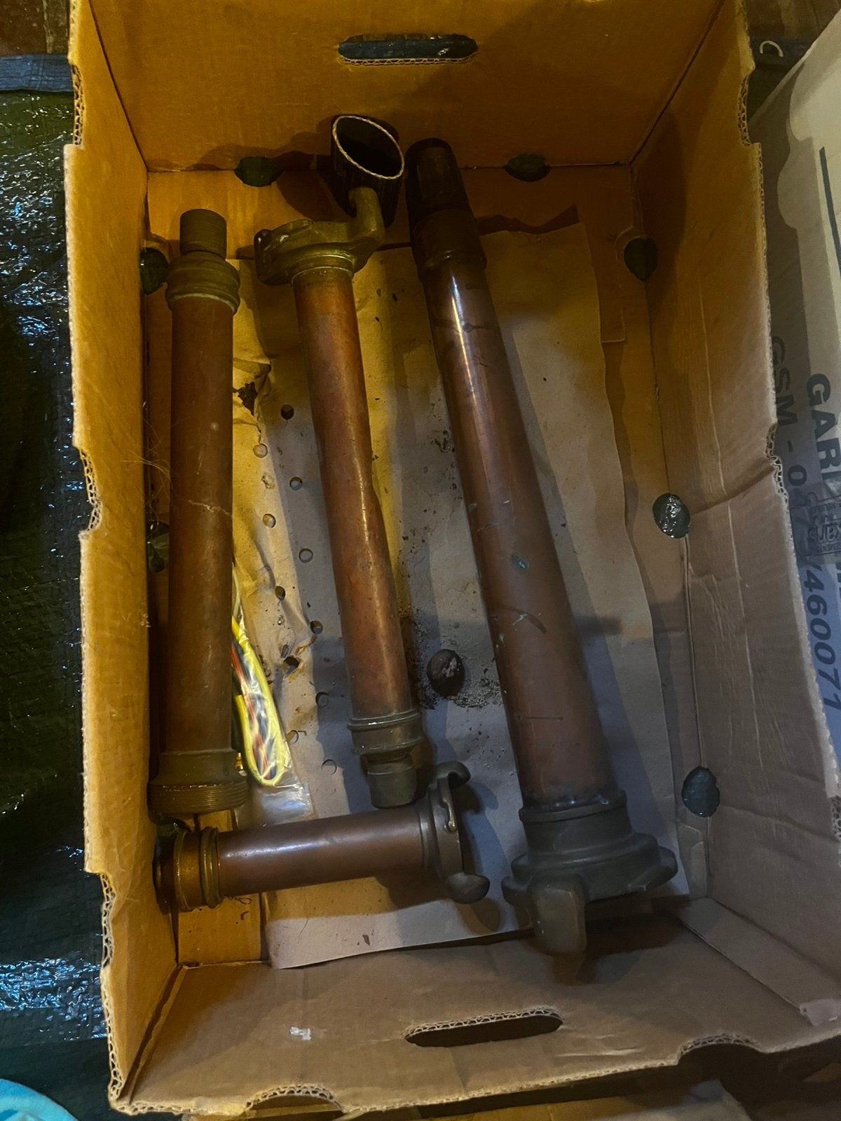 Lances incendie anciennes cuivre et laiton, Enlèvement