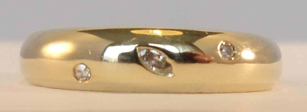 Bague en or 14 carats avec diamants, Or, Comme neuf, Or, 17 à 18