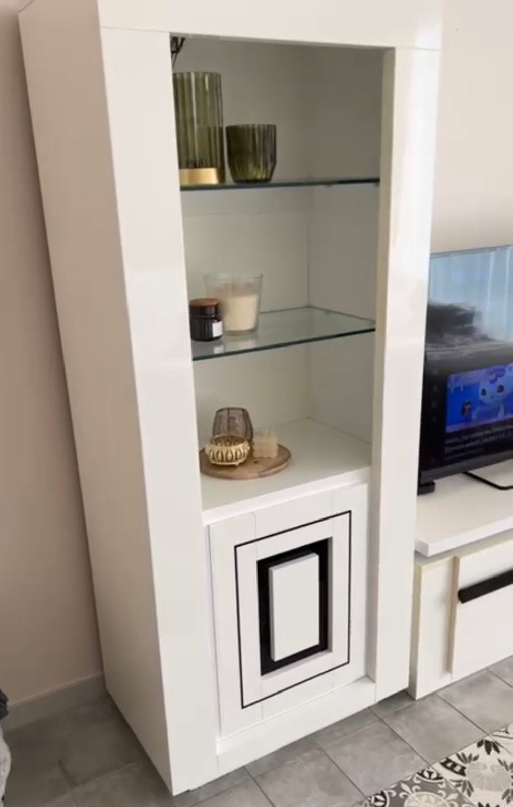 Italiaanse witgelakte set - tv-meubel en grote tafel, Huis en Inrichting, Ophalen, Gebruikt, 200 cm of meer, Italien