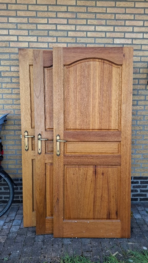 4 Massieve eiken houten binnendeuren jaren 70, Ophalen, Gebruikt, Binnendeur, 200 tot 215 cm
