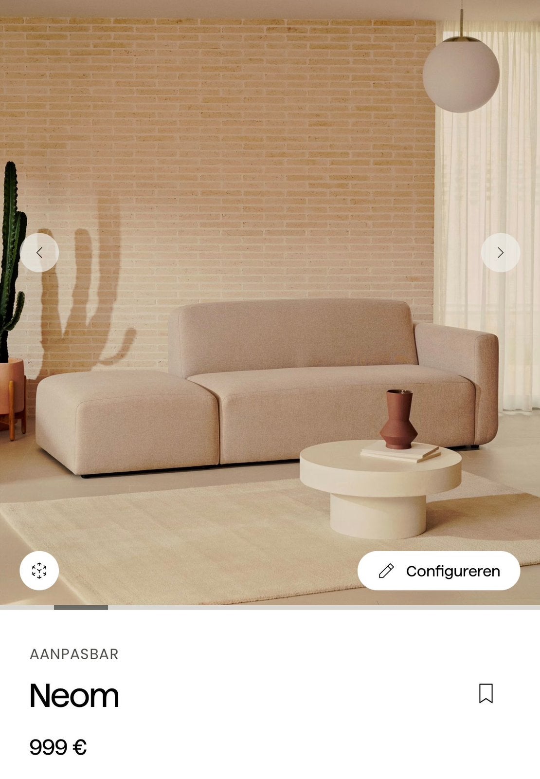 Kave Home modulaire 2-zitsbank, Enlèvement, Comme neuf
