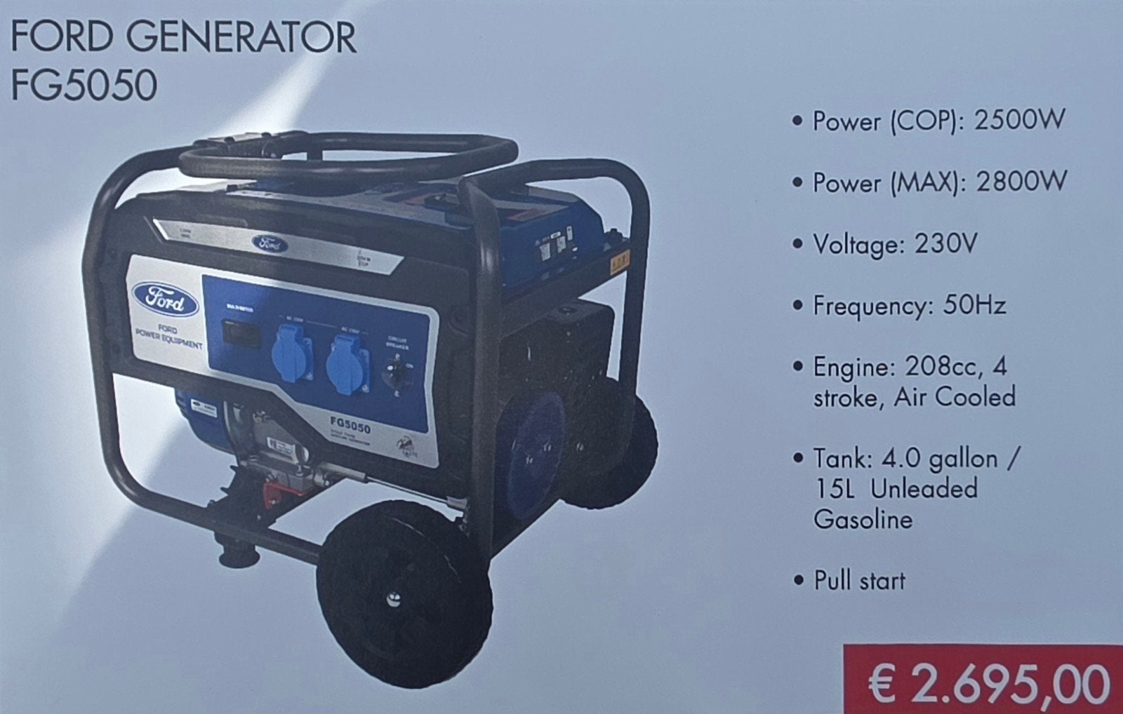 Ford FG 5050, Ophalen of Verzenden, Nieuw, Minder dan 5 kVA, Benzine