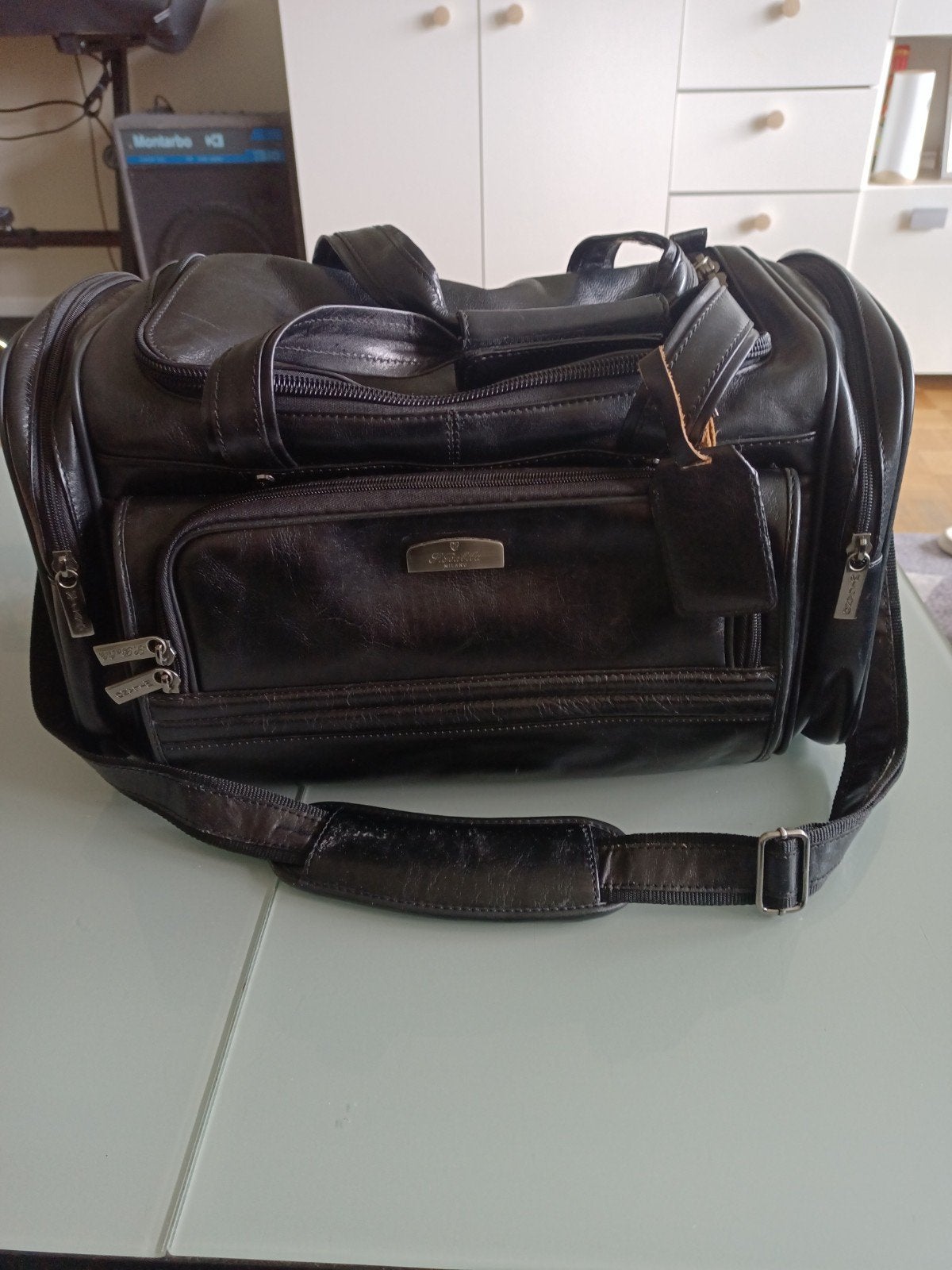 Sac de voyage neuf cuir italien noir, Enlèvement, Noir