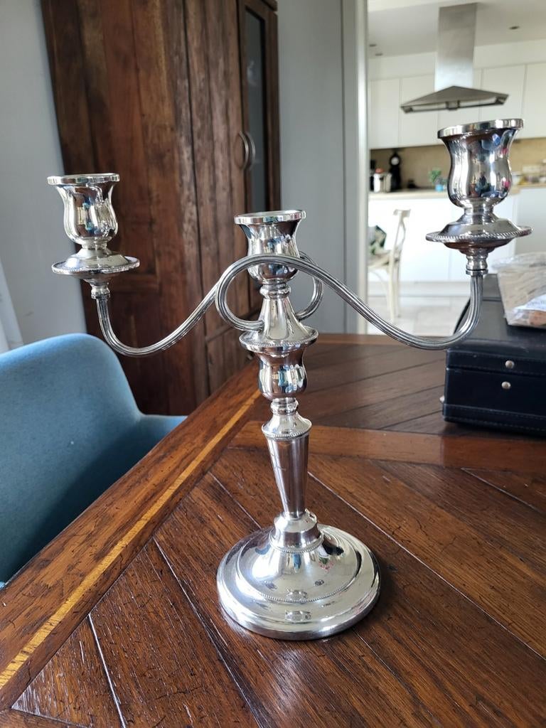 3 armige kandelaar. Verzilverde., Antiek en Kunst, Ophalen of Verzenden