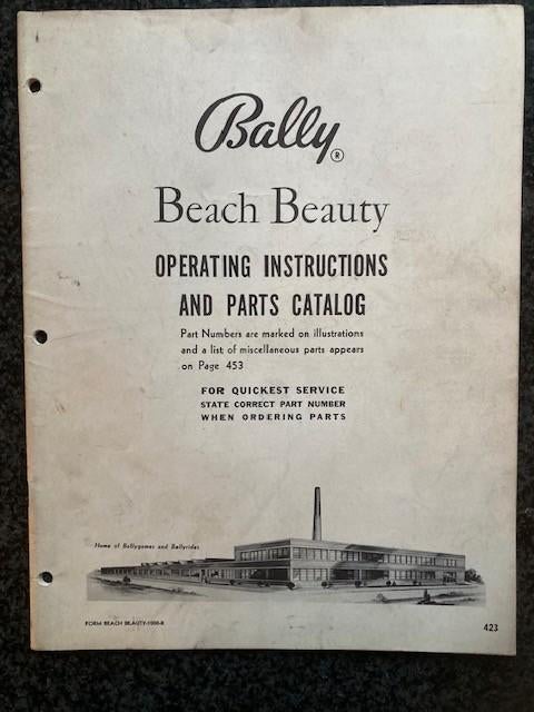 BALLY BINGO BEACH BEAUTY Operating instructions, Verzamelen, Automaten | Gokkasten en Fruitautomaten, Ophalen of Verzenden, Zo goed als nieuw