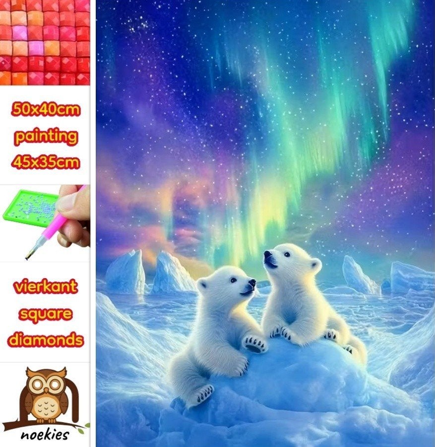 Peinture au diamant 50x40cm ours polaires (carrés) n 18, Hobby & Loisirs créatifs, Bricolage, Neuf, Multicolore, Autocollant, Autres matériaux